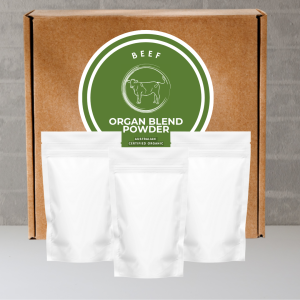 Freeze Dried Australian Certified Organic Beef Organ Blend Powder - pre-packaged unlabelled [12 x 100g]