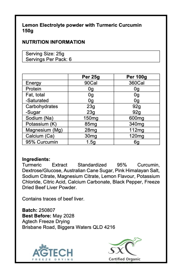Lemon Electrolyte powder with Turmeric Curcumin  - [12 x 150g] - Image 3