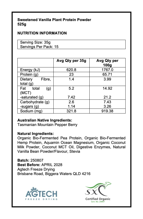 Organic Plant Protein Powder - Vanilla Flavour   - [5 x 525g] - Image 2